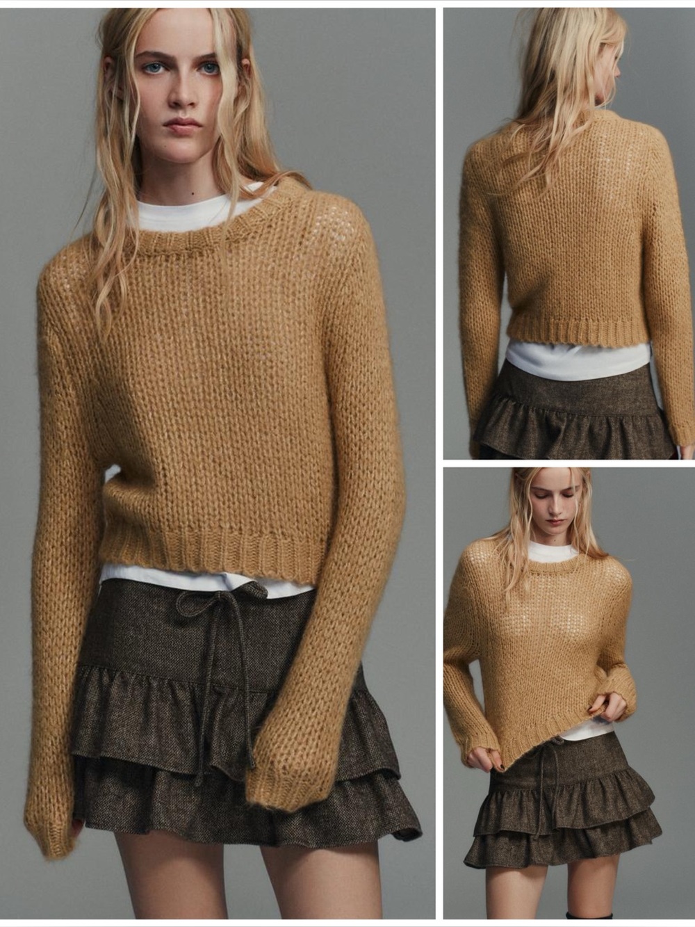 ZARA ~ Brushed-Effect Crop Knit Sweater